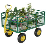Garvee Carro de Jardín de Acero 635 kg 3-en-1 con Neumáticos Todo Terreno 33 cm y Manija Giratoria 180° para Jardinería Exterior - Verde & Amarillo