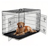Garvee Caja para Perros 76,2 cm con Doble Puerta y Separador, Plegable, Metal Resistente, Negra, para Viajes y Hogar