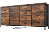 Garvee Mueble TV 160 cm Con 14 Cajones, Estación de Carga, Madera Resistente para Sala y Oficina, Multifuncional, Seguro, Color Natural - Marrón