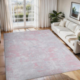 Garvee Alfombra Moderna De Pelo Corto Lavable, Antideslizante, Para Salón Y Cocina, Diseño Abstracto, Resistente, Suave, Plegable - Rosa & Gris