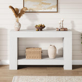 Garvee Mesa Consola de Granja Blanca Antigua 119cm para Entrada y Pasillo, Madera Resistente, Estilo Rústico, 2 Niveles con Almacenamiento - Blanco antiguo