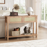 Garvee mesa de Entrada con Cajones Consola de Rattan Boho para Sala 109×30×79 cm Marrón