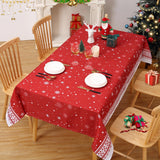 Garvee Mantel Navideño Rojo con Motivo de Copos de Nieve, Impermeable, Poliéster 137x200 cm para Cocina y Comedor - Rojo