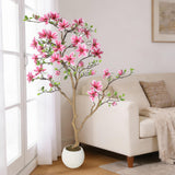 Garvee Árbol Artificial de Magnolia 152 cm con Maceta - Realista y Resistente UV - Seda Fina, Desmontable y Ajustable - Decoración Interior y Exterior - Rosa de 1.83 m