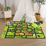 Garvee Alfombra Infantil Antideslizante con Sistema de Tráfico, Suave y Lavable, Diseño de Autos Moderno, Material de Terciopelo con Espuma Viscoelástica, Bordes Resistentes, Color Black Street, Ideal para Cuartos de Niños - Calle Negra