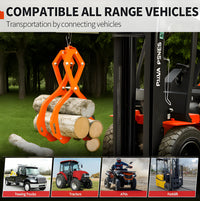 Garvee Pinzas para Troncos 91 cm 4 Garras Acero Resistente Naranja para Trabajo Forestal Compatible con Tractores y ATV