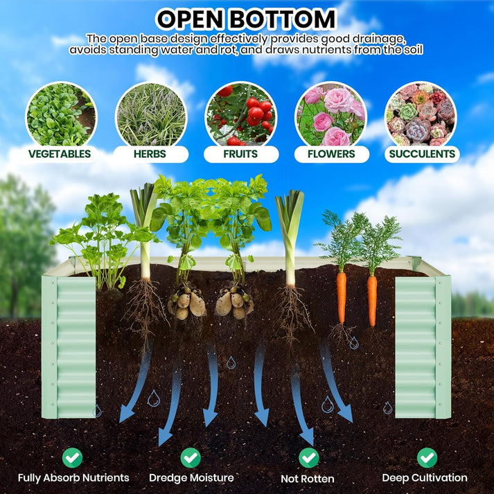 Caja de cultivo con fondo abierto para drenaje natural