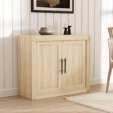 Garvee Aparador Buffet 90cm Madera PB, Diseño Moderno, 2 Puertas, Modular, Seguro Antivuelco, para Sala y Cocina, Color Madera - Madera Natural