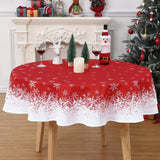Garvee Mantel de Mesa con Borde de Copos de Nieve, Repelente a Manchas y Color Fijo, Multicolores, Varias Tallas, para Zona de Comida - Rojo