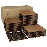 Garvee 33 PCS Acacia Wood Patio Tiles Waterproof UV Resistant PowerGrip Base Easy Assembly For Balconies Pools 12x12 Natural Wood - Marrón
