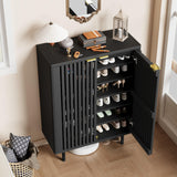 Garvee Gabinete Para Zapatos 6 Niveles, Almacenamiento 24 Pares, Puertas Con Rejilla, MDF E1, Entrada Y Pasillo, Nogal Oscuro - Negro