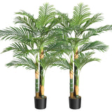 Garvee Árbol Artificial Palma Caña Dorada Triple 152 cm, Realista, Resistente UV, PVC y PE, Base Estable, Interior y Exterior - 2 Piezas