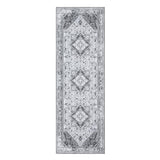 Garvee Alfombra de Pasillo de 60x230 cm Lavable y Antideslizante de Poliéster Suave con Diseño de Lirio de Agua Persa para Dormitorio y Cocina Gris - Gris