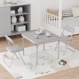 Garvee Conjunto Mesa y Sillas Plegables para Niños con Asiento PU Acolchado, Diseño Ergonómico, Estructura Estable, Acero Resistente, Portátil para Comer y Jugar - Gris