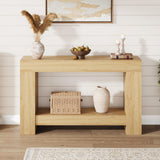 Garvee Mesa Consola Rústica para Sala, 2 Niveles con Almacenaje, Madera Natural, Estilo Campestre, 119cm para Entrada y Pasillo - Madera Natural