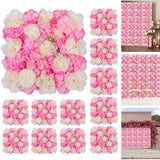 Garvee paneles de pared floral artificial 3D Rosas de Seda para bodas y fiestas 38.1x38.1cm reutilizable - Rosa & Champán