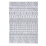 Garvee Alfombra Boho de Poliéster, 160x200cm, Pelo Corto, Lavable y Antideslizante, Blanco y Negro, para Sala y Oficina - Diamante Boho-Curva Fondo Blanco Líneas Negras