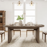 Garvee Mesa de Comedor Ovalada 180 cm para 6-8 Personas, Base de Madera Robusta, Estilo Rústico, MDF y Chapado en Madera, Resistente al Agua, Fácil Montaje, Cocina y Oficina - Marrón