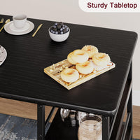 Garvee Bartisch Set de 3 piezas con 2 taburetes acolchados, mesa de cocina con 3 estantes para comedor, cocina, 91.5x50x91.5cm, Negro