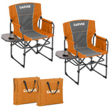 Garvee Set de 2 Sillas de Director Plegables Ligeras Oversized de Tela Oxford 600D con Mesa Lateral para Camping y Playa Soporta 181kg Naranja y Gris - Lateral naranja + respaldo gris
