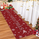 Garvee Alfombra navideña en rollo 60x180cm con reno, árbol y copos de nieve - microfibra suave, antideslizante, lavable para pasillo y entrada - Rojo
