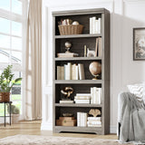 Garvee Estantería de 5 Niveles Ajustable, MDF Resistente, Diseño Antideslizante, Gris, para Sala y Oficina, 175cm de Alto - Gris Carolina Textura