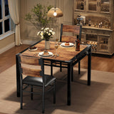 Garvee Conjunto De Comedor Para 2 Personas, Mesa Y 2 Sillas Tapizadas, Madera MDF, Protección En Esquinas, Cocina, Compacto, Vintage