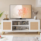 Garvee Mueble TV Rattan para TV 165 cm - Puertas Correderas Modernas - Almacenaje - Diseño Elegante para Salón y Dormitorio