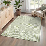 Garvee Alfombra 100% Poliéster 350g/m², Imitación Cachemira, verde 160x230cm, lavable y plegable, Diseño Moderno, para hogar - Verde