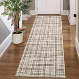 Garvee Alfombra Rectangular con Patrón de Cuadros Irregular, 60x230cm, Beige, para Sala y Dormitorio - Beige