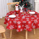Garvee Mantel redondo Navidad resistente agua poliéster 152cm rojo blanco copos nieve - Rojo