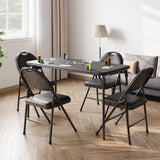 Garvee Juego de Mesa Plegable 122cm con 4 Sillas, Portátil, Tapizado en PU, Estructura de Acero, Seguro con Bloqueo para Picnic y Eventos, Color Negro - Negro
