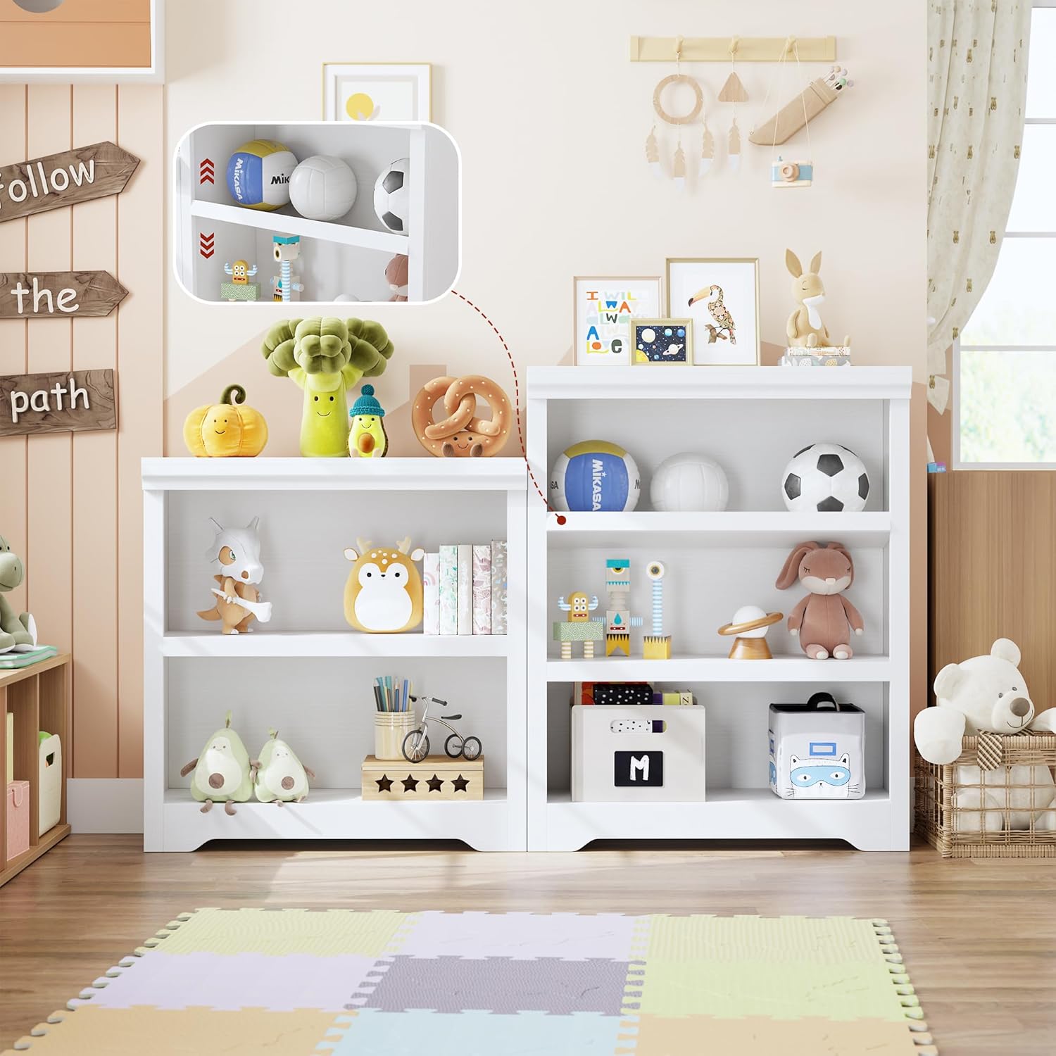 Garvee Estantería Abierta de MDF con 3 Estantes y Diseño Antivuelco para Entusiastas del Orden en Sala o Dormitorio 80cm Blanco Cálido Texturizado