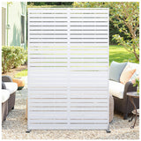 Garvee Panel de Privacidad Exterior Metálico 183x119 cm Acero Galvanizado Blanco Resistente a la Intemperie Fácil Instalación para Jardín y Patio - Líneas Horizontales-Blanco