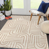 Garvee Teppich Schlafzimmer Kurzflor Rutschfest Waschbar Polyester Weich Beige 160x230 Wohnzimmer & Schlafzimmer - Beige
