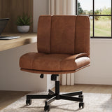 Garvee Silla De Oficina Criss Cross Con Ruedas, Asiento Espacioso Ajustable, Tapizado En PU, Para Oficina En Casa, Altura Certificada, Color Negro - Marrón