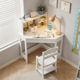 Garvee Conjunto de Mesa de Estudio y Silla Infantil de Pintura Segura para Niños en Habitación 101x67x66cm Blanco