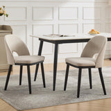 Garvee Sillas de Comedor de Madera Set de 2 Tapizadas en Tela Moderna Beige para Cocina y Restaurante 46×52×78 cm - Beige (Respaldo Calado)