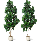 Garvee Árbol Artificial Ficus Lyrata 213cm con Maceta Blanca, Realista, Decoración Interior, Hogar y Oficina, 141 Hojas, Base de Cemento Estable