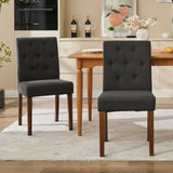 Garvee Sillas De Comedor Tapizadas Parson Modernas Cojines Gruesos Tela De Lino Patas De Madera Estables Y Ligeras Para Cocina Y Restaurante - Negro