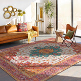 Garvee Alfombra de Pelo Corto 120x170cm, Rosa, Estilo Vintage, Antideslizante y Resistente, para Sala y Dormitorio - Pink