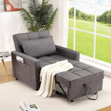 Garvee 3-en-1 Sofá Cama Plegable Leinenstoff con Respaldo Ajustable y Bolsillos Laterales para Espacios Pequeños y Habitaciones de Invitados, 192x96x59 cm, Beige - Gris Oscuro