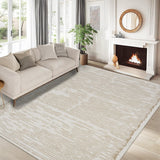 Garvee Teppich Wohnzimmer Kurzflor Waschbar 160x230cm Beige Flauschig Weich Rutschfest - Beige