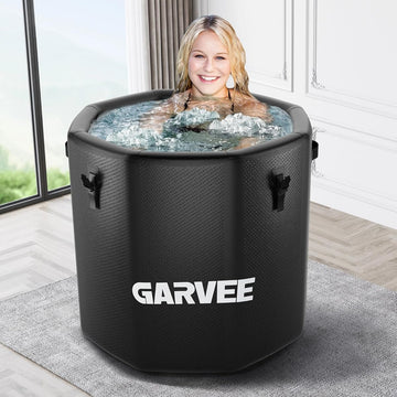Garvee Bañera de Hielo Inflable para Atletas 704 Litros 100x90 cm Terapia de Inmersión en Frío con Tapa Aislante Negro