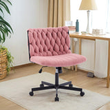 Garvee Silla de Escritorio Ancha con Ruedas y Respaldo Curvo de 65 cm de Ancho con Altura Ajustable y Capacidad de 136 kg, Rosa - Rosa