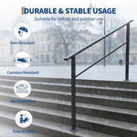 Garvee Barandilla para Escalera de 6 Peldaños Pack de 2 Unidades con Soporte de Alta Resistencia para Entradas de Edificios Negro