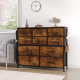 Garvee Cómoda Garvee con 10 cajones de tela para oficina, pasillo, sala de estar, dormitorio, 99x30x89cm, vintage - Rayas de Tigre