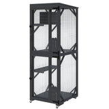 Garvee Casa Para Gatos Exterior Con Ruedas, Catio Grande Modular Expandible Para Jardín, Madera Y Metal, Diseño Seguro Y Cómodo - Negro