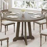 Garvee Mesa de Comedor Redonda de 120 cm, Mesa de Madera de Estilo Rústico Moderno para Salón, Cocina y Comedor, Gris Claro - Gris Elefante Claro