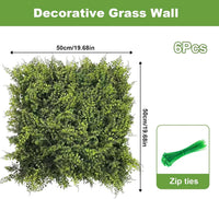 Garvee Set 6 Paneles de Plantas Artificiales 50x50cm PE UV-Protegido Duradero Decoración Interior Exterior Verde